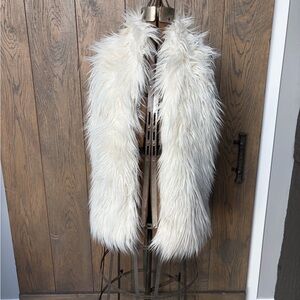 Boston Proper Cream Faux Fur Vest